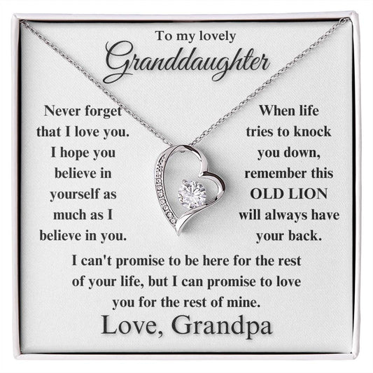 (Almost Sold Out) To My Lovely Granddaughter - Love Grandpa - Forever Love Heart Necklace