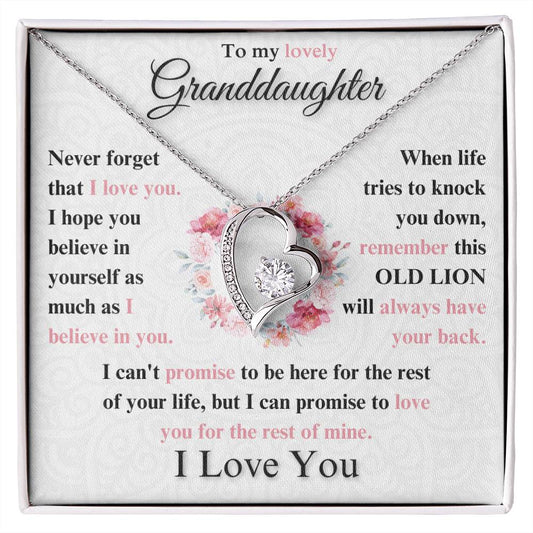 (Almost Sold Out) Gift For Lovely Granddaughter - I Love You - Forever Love Heart Necklace