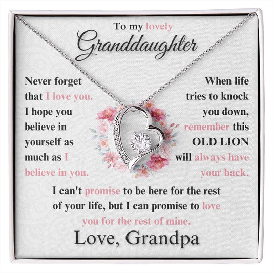 (Almost Sold Out) Gift For Lovely Granddaughter - Love Grandpa - Forever Love Heart Necklace