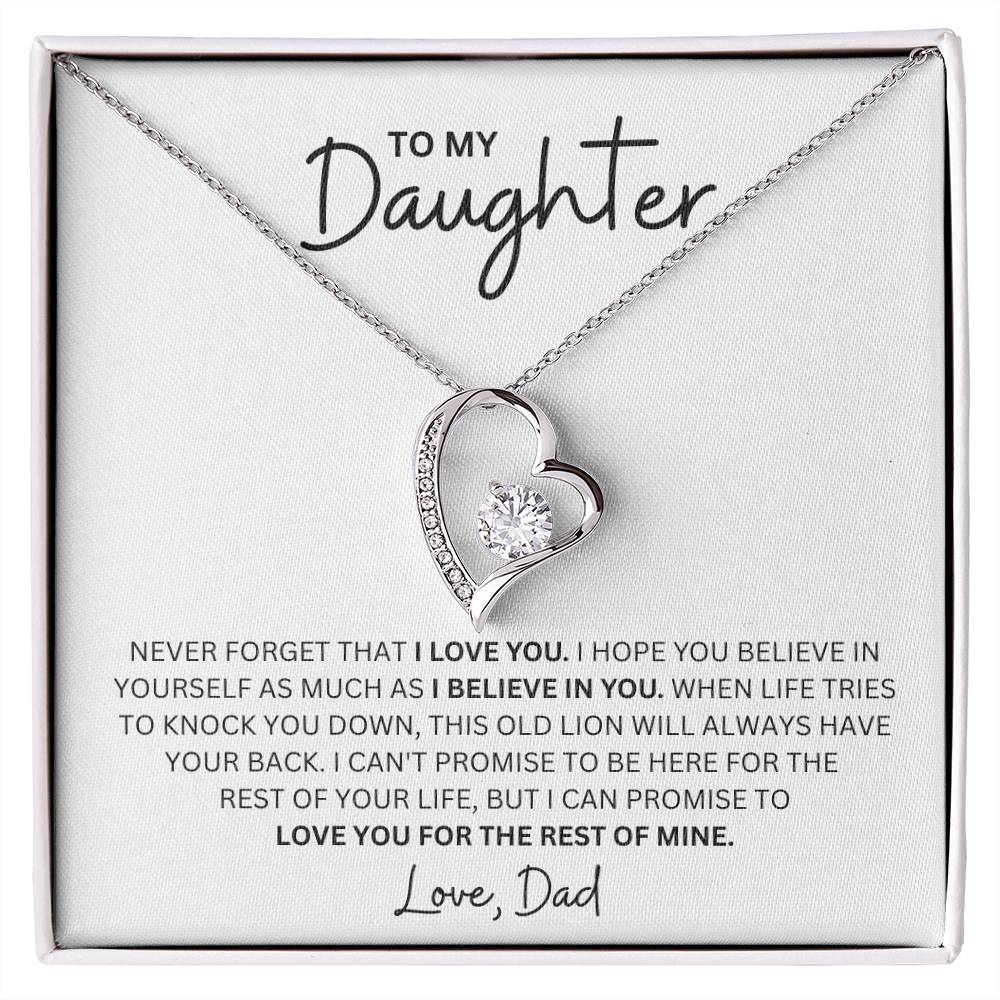 To My Daughter - Never Forget - Forever Love Heart Necklace