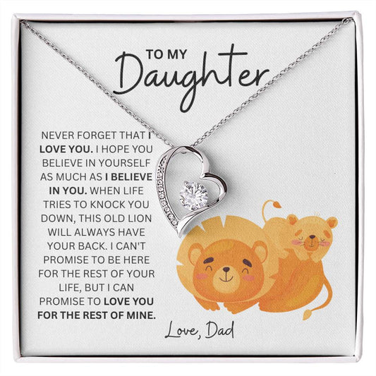 To My Daughter - I've Got Your Back - Forever Love Heart Necklace