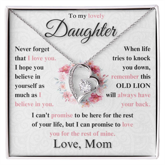 (Almost Sold Out) Gift For Lovely Daughter - Love Mom - Forever Love Heart Necklace