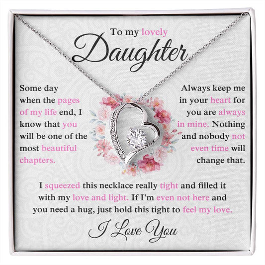 To My Lovely Daughter - My Love & Light - Forever Love Heart Necklace