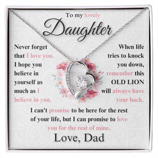 (Almost Sold Out) Gift For Lovely Daughter - Love Dad - Forever Love Heart Necklace