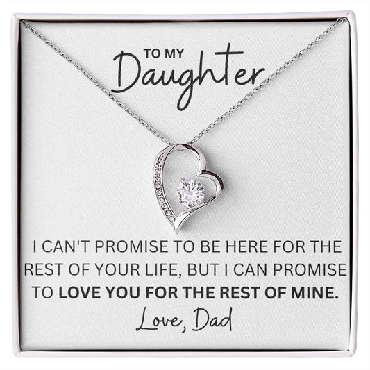 To My Daughter - A Promise To Love You - Forever Love Heart Necklace