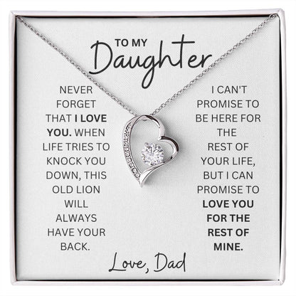 To My Daughter - Love Forever - Forever Love Heart Necklace