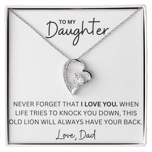 To My Daughter - I Have Your Back - Forever Love Heart Necklace