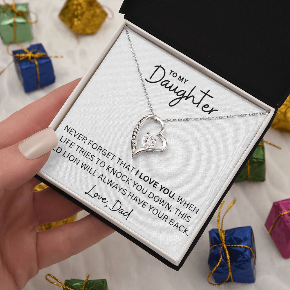 To My Daughter - I Have Your Back - Forever Love Heart Necklace