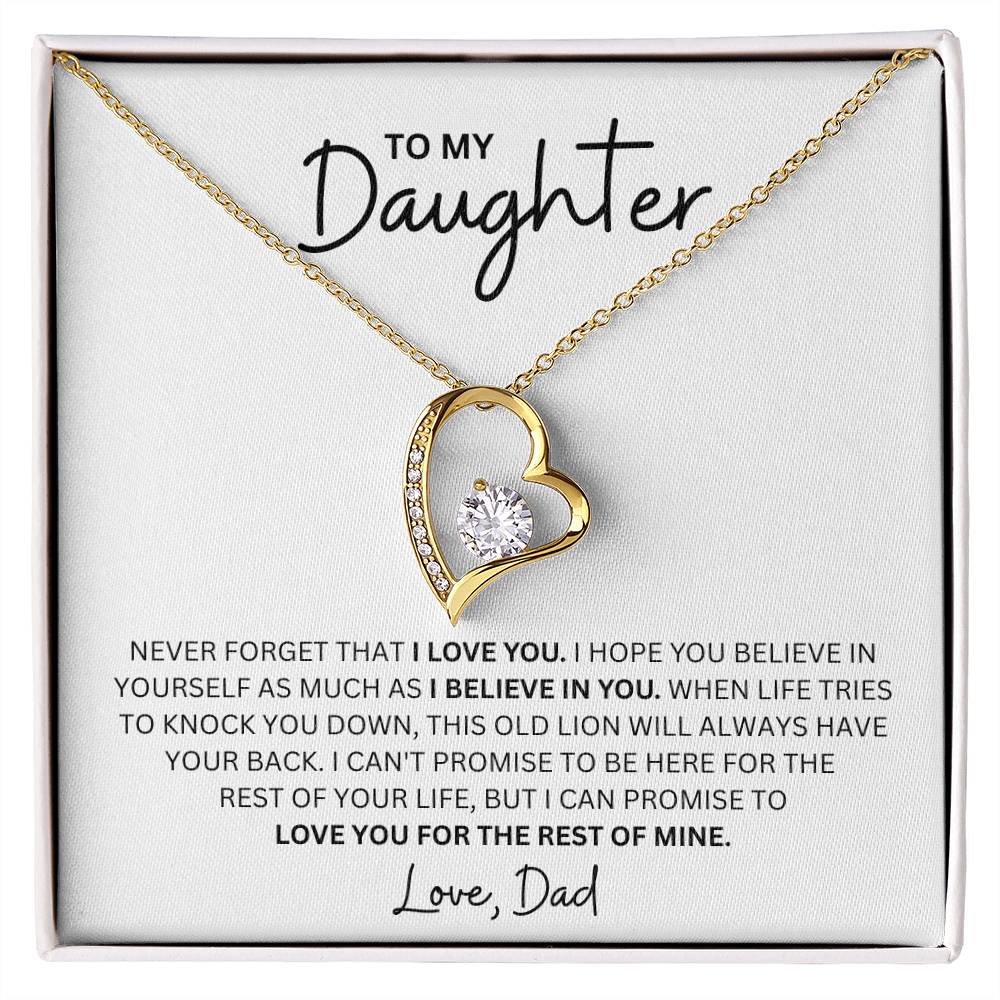 To My Daughter - Never Forget - Forever Love Heart Necklace