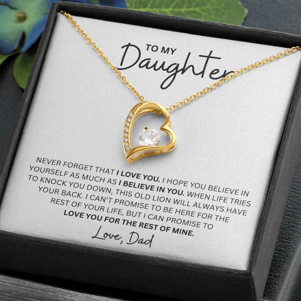 To My Daughter - Never Forget - Forever Love Heart Necklace