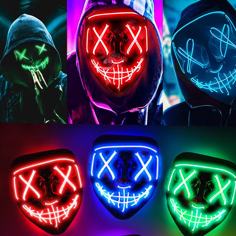 Wireless Halloween Neon L.E.D. Purge Mask