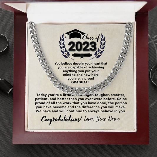 Personalized - Son Graduation - Cuban Link Chain - Luxury Box
