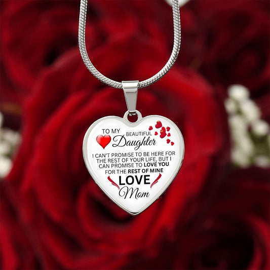To My Daughter From Mom - Promise To Love You - Valentine's Luxury Heart Necklace