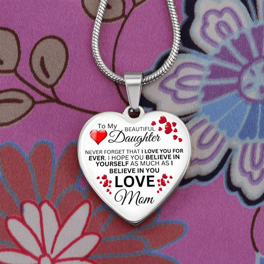 To My Daughter From Mom - I Love You Forever - Luxury Heart Necklace
