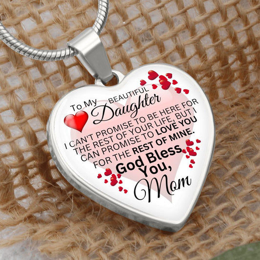 To My Daughter - Promise To Love You - Valentine's Luxury Heart Necklace