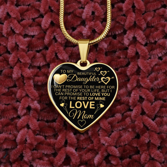 To My Daughter From Mom - I Promise To Love You - Valentine's Luxury Heart Necklace