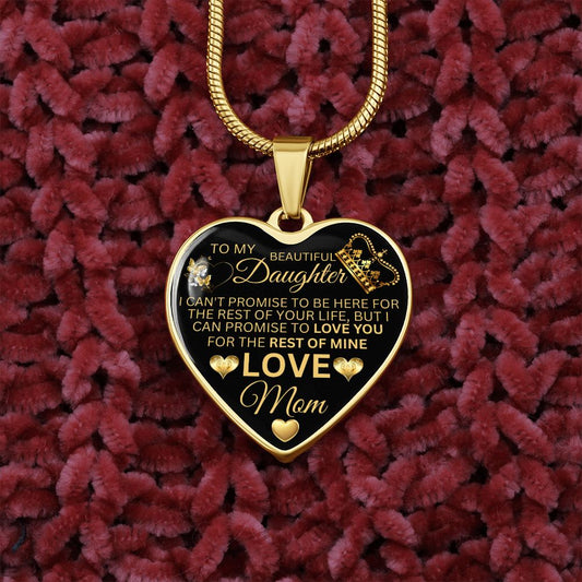 To My Daughter From Mom - I Promise To Love You - Valentine's Luxury Heart Necklace