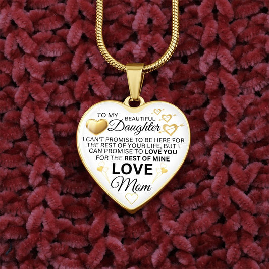 To My Daughter From Mom - I Promise To Love You - Valentine's Luxury Heart Necklace