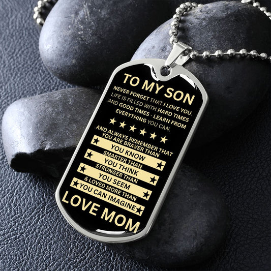 Gift For Son From Mom - Never Forget That I Love You (Dog Tag)