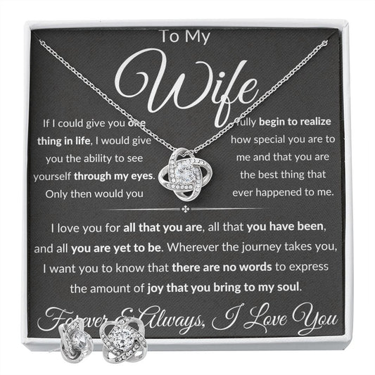 Gift For Wife Love Knot Necklace With Earrings Blk See The Way I Do Msg Card