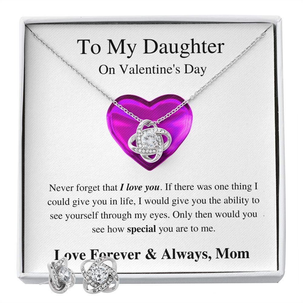 To My Daughter From Mom - Valentine's Love Knot Necklace