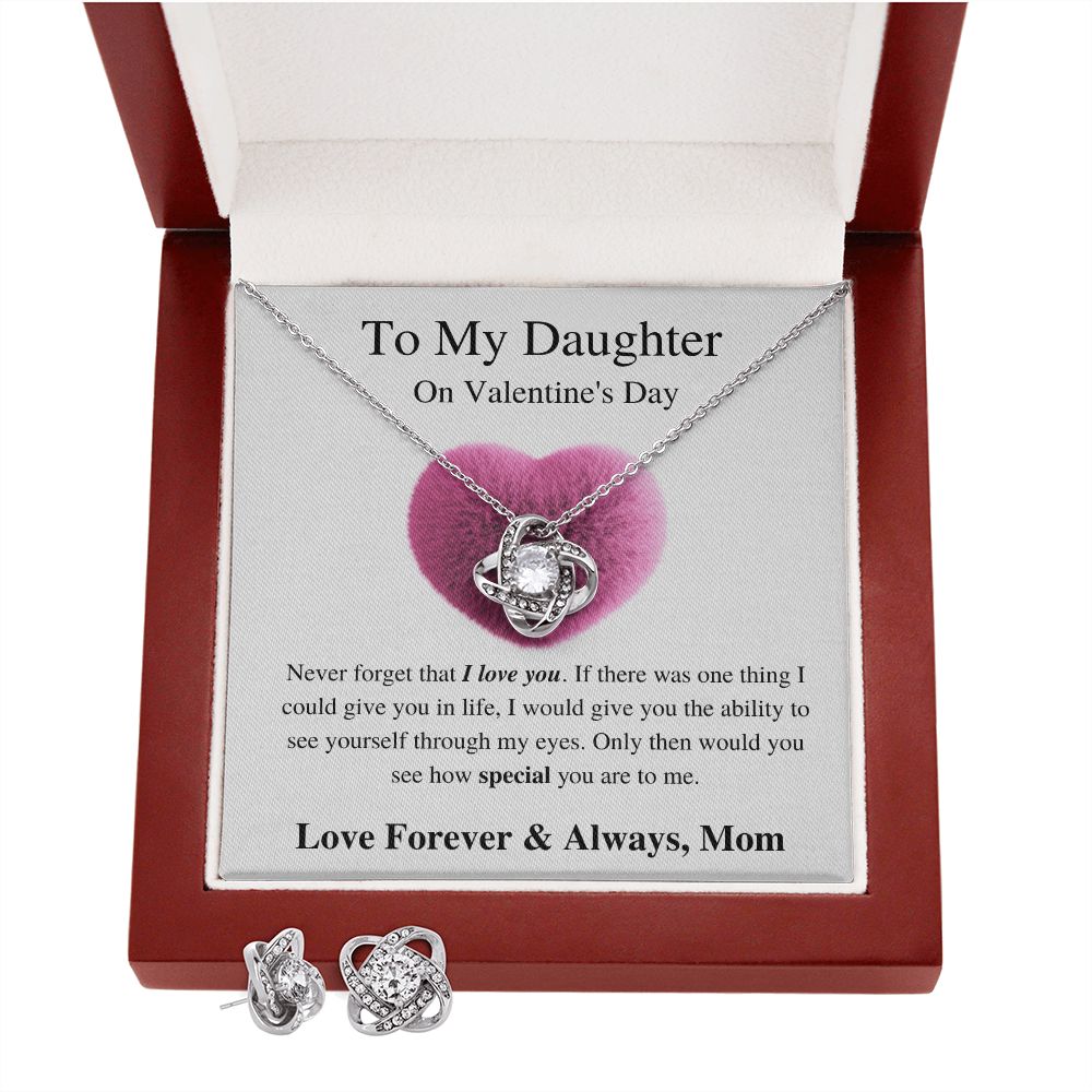 To My Daughter From Mom - Valentine's Love Knot Necklace