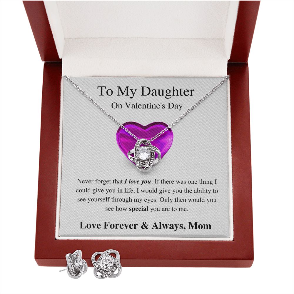 To My Daughter From Mom - Valentine's Love Knot Necklace