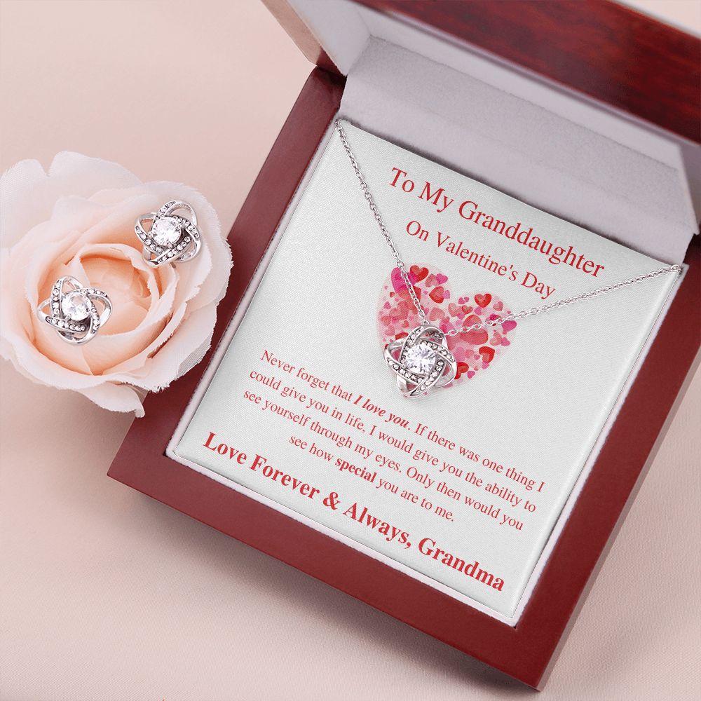 To My Granddaughter From Grandma - Valentine's Love Knot Necklace