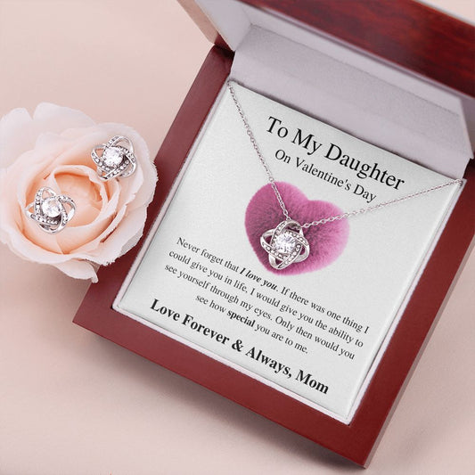 To My Daughter From Mom - Valentine's Love Knot Necklace