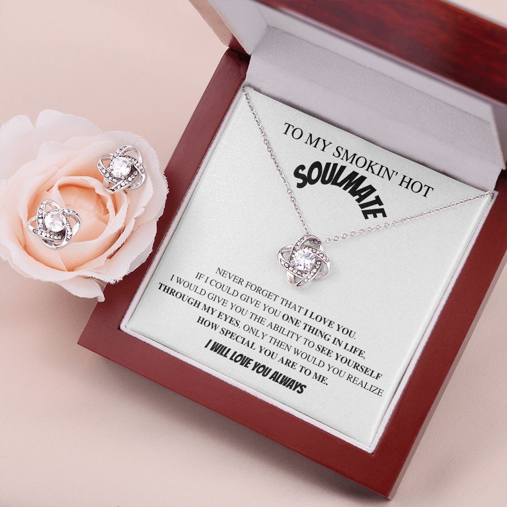 To My Smokin' Hot Soulmate In Wht- Valentine's Love Knot Necklace