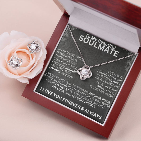 To My Beautiful Soulmate - Love you Longer - Valentine's Love Knot Necklace