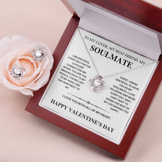 To My Beautiful Soulmate - I Am Grateful - Valentine's Day Love Knot Necklace