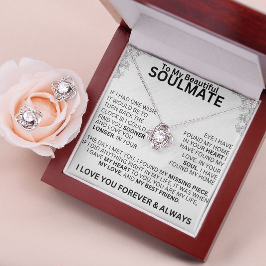 To My Beautiful Soulmate - Love you Longer - Valentine's Love Knot Necklace