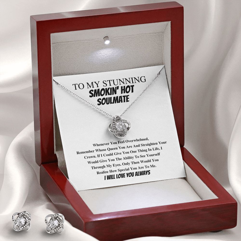 To My Stunnin' Smokin' Hot Soulmate In Wht - Valentine's Love Knot Necklace