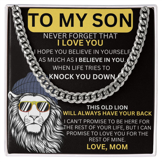 To My Son - I Believe In You - Valentine's Cuban Link Necklace