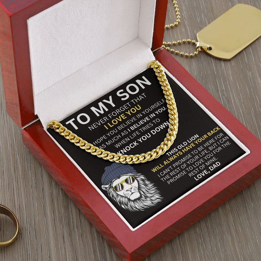 To My Son - I Believe In You - Valentine's Cuban Link Necklace