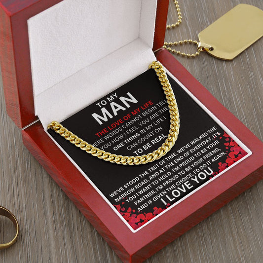 To My Man - Test OF Time - Valentine's Cuban Link Necklace