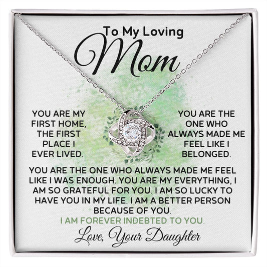 To My Loving Mom From Daughter - Belonging - Love Knot Necklace