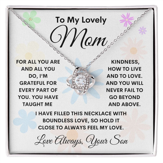 To My Lovely Mom - Boundless Love - Love knot Necklace