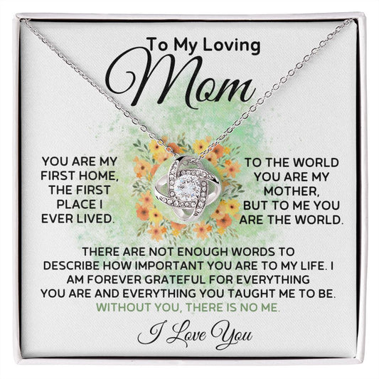 To My Loving Mom - My First Home - Love Knot Necklace