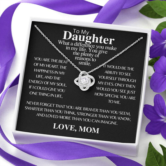To My Daughter - Beat Of My Heart - Love Knot Necklace