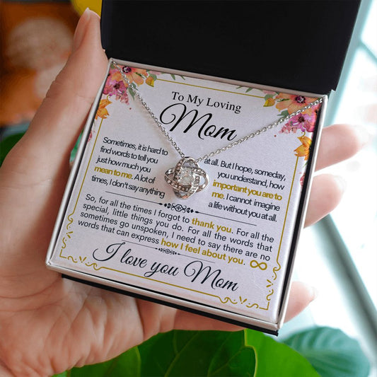 To My Loving Mom - I Love You - Mother's Day Love Knot Necklace