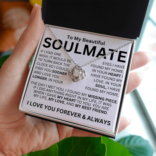 To My Soulmate - My Heart - Valentine's Love Knot Necklace