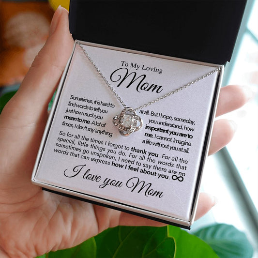 To My Loving Mom - I Love You - Mother's Day Love Knot Necklace