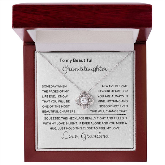 To My Beautiful Granddaughter - Feel My Love - Love Knot Necklace