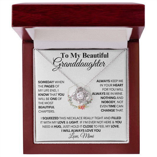 To My Granddaughter From Mimi - Feel My Love - Love Knot Necklace