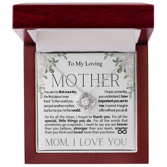 To My Loving Mother - Braver Than You Believe - Mother's Day Love Knot Necklace