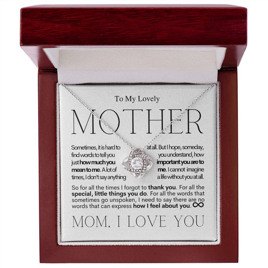 To My Lovely Mother - I Love You - Mother's Day Love Knot Necklace