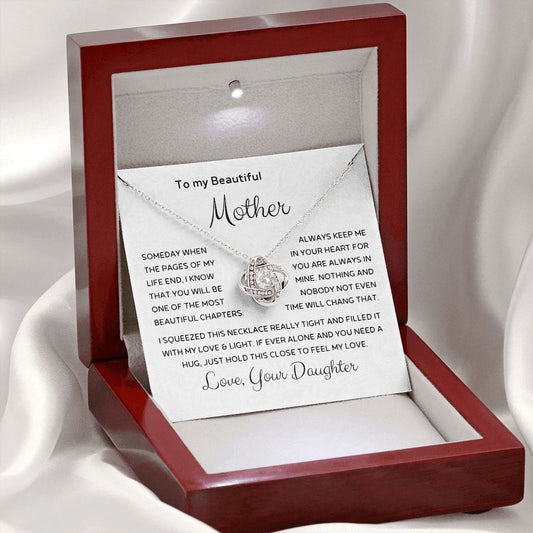 To My Beautiful Mother - Feel My Love - Mother's Day Love Knot Necklace