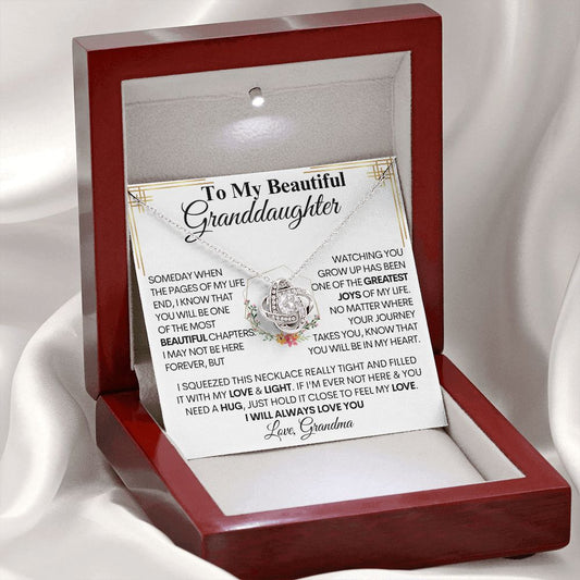 To My Beautiful Granddaughter From Grandma - Greatest Joy - Love Knot Necklace